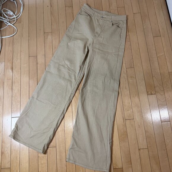 H&M Divided Tan Wide Leg Denim Jeans Chino's Pants Size 6 Stretch - Picture 2 of 8
